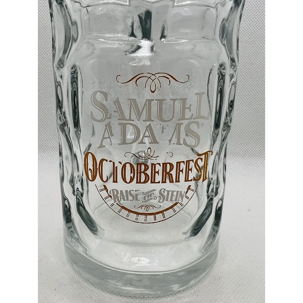 Samuel Sam Adams Oktoberfest Beer Mug Dimpled Stein - 0.5L Raise the Stein Glass
